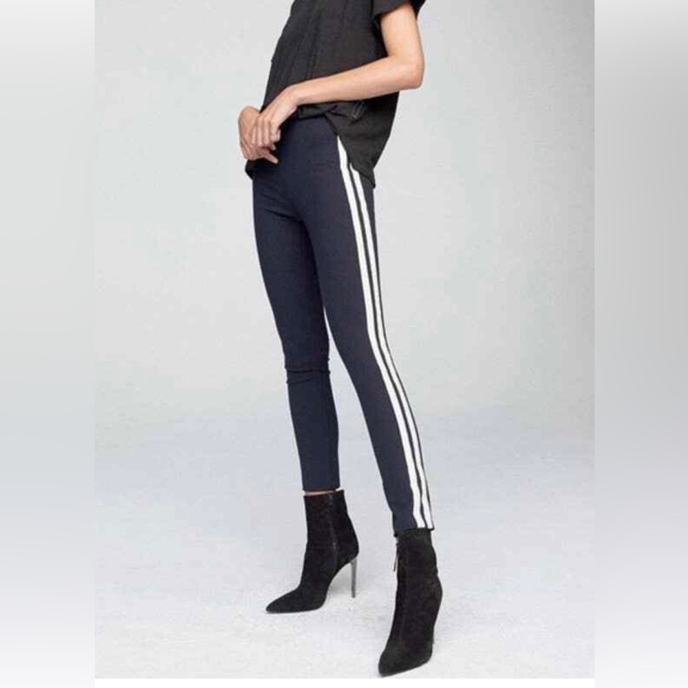 Rag & Bone Simone Navy with White Tuxedo Stripe Pants.  Size 6.